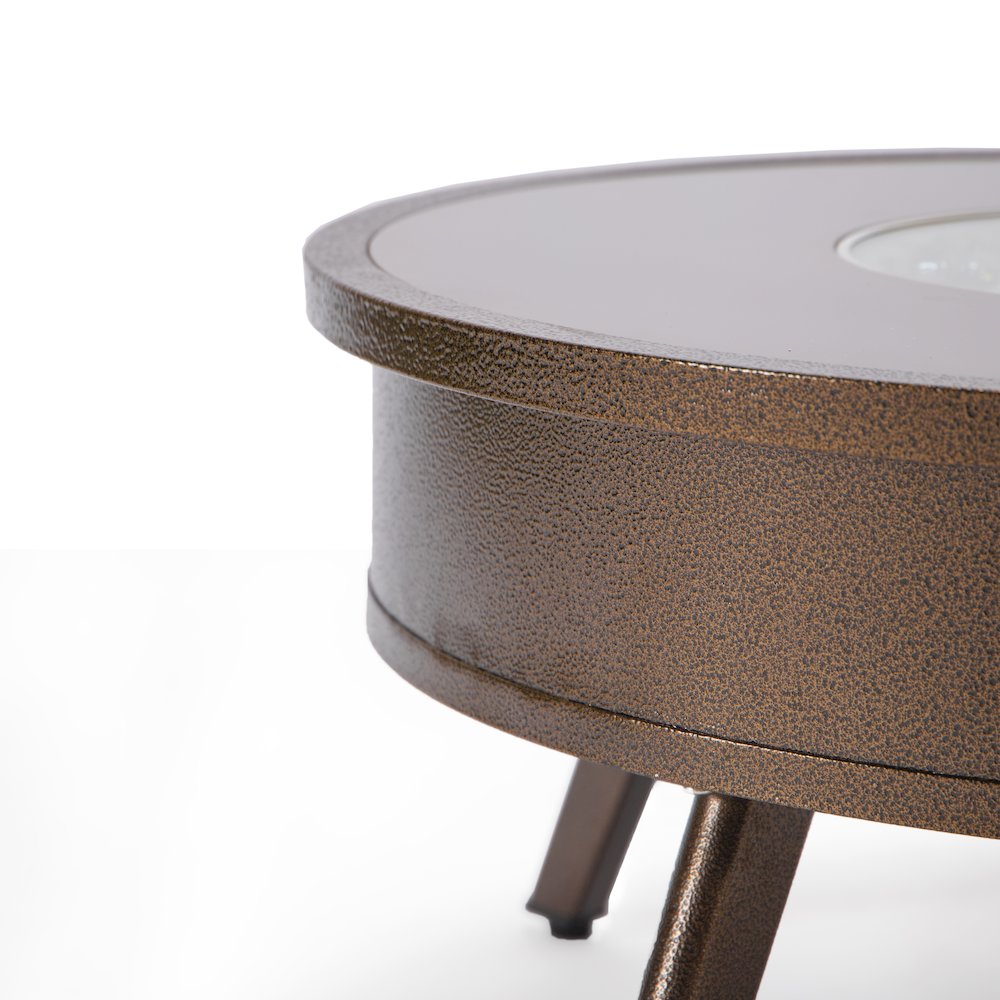 Walbrooke Outdoor Patio Aluminum Round Fire Pit Side Table. Picture 12