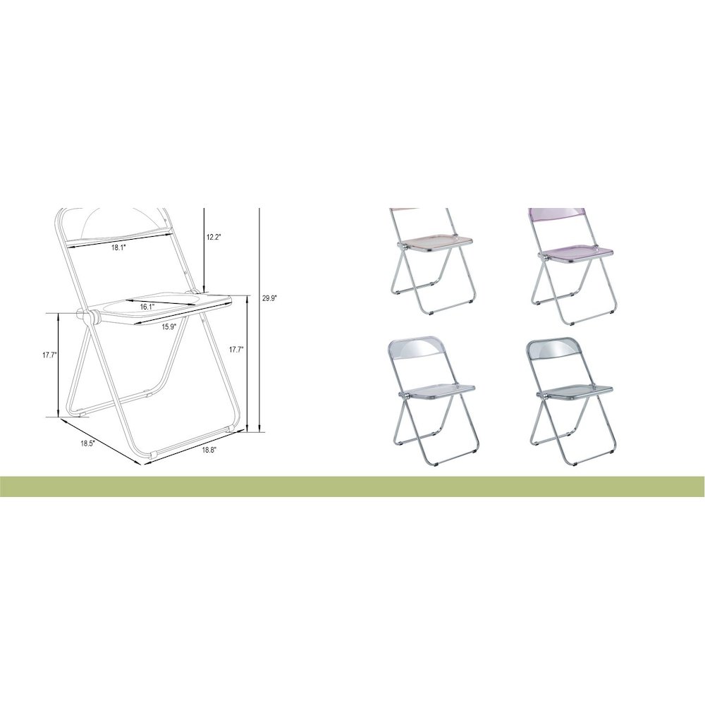 Lawrence Acrylic Folding Chair With Metal Frame. Picture 20