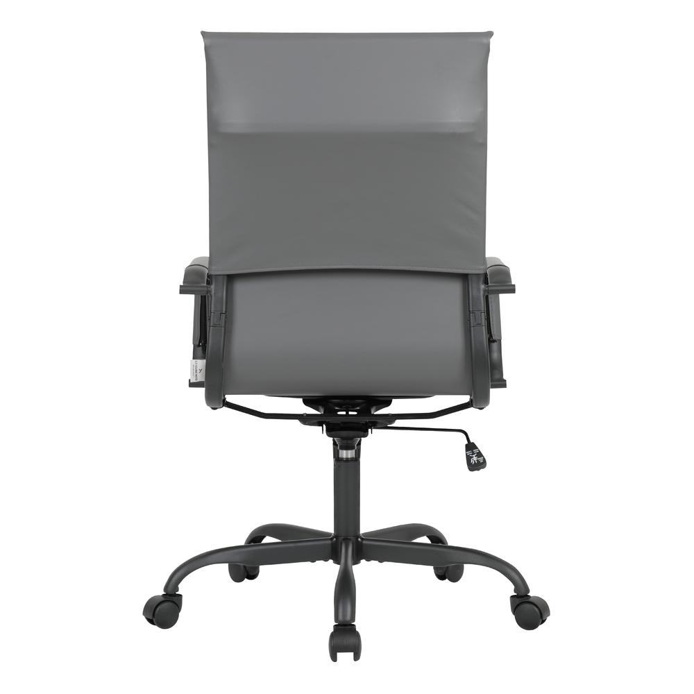 Leather Home High-Back Office Chair in Grey With Black Frame. Picture 5