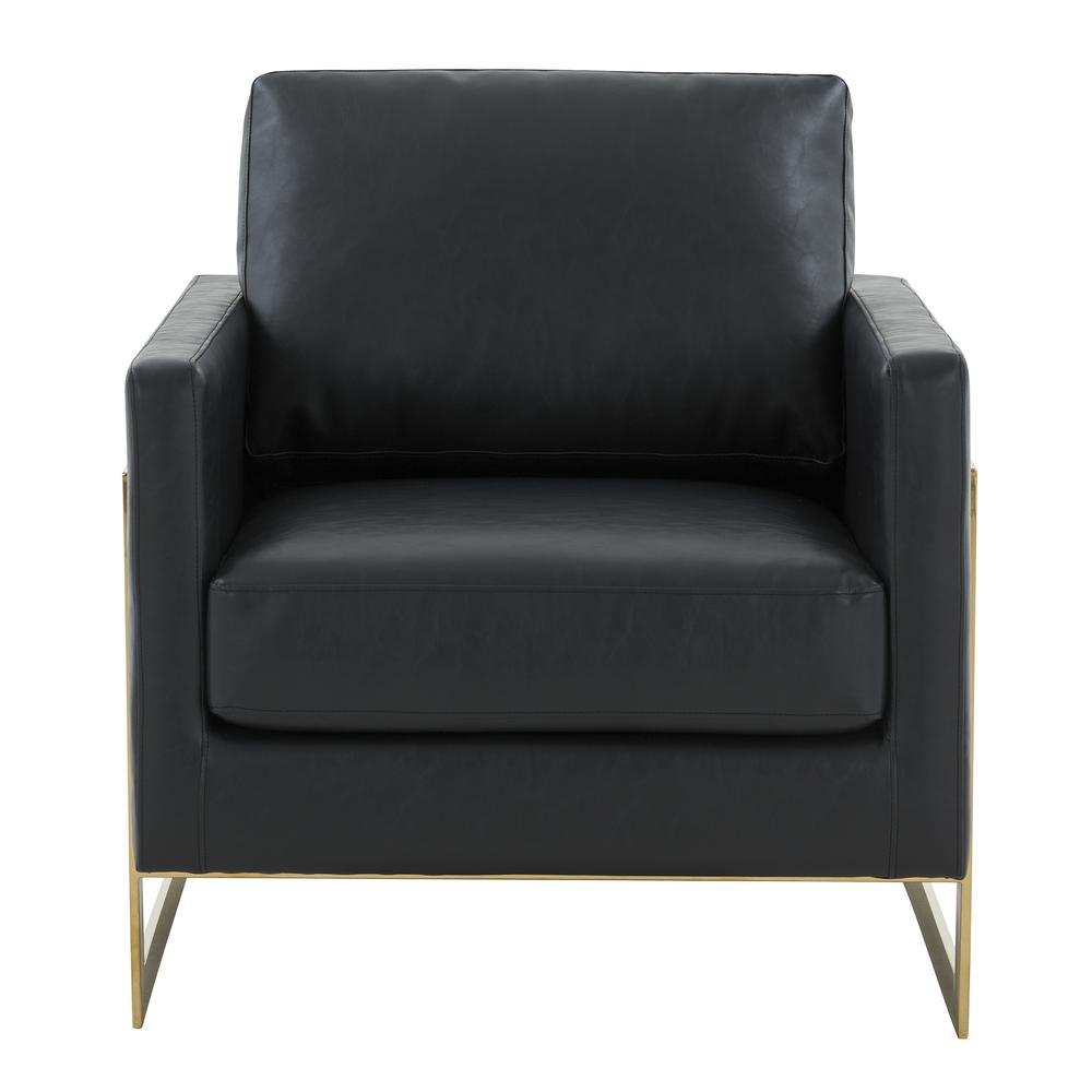 Leather Accent Armchair With Gold Frame. Picture 2