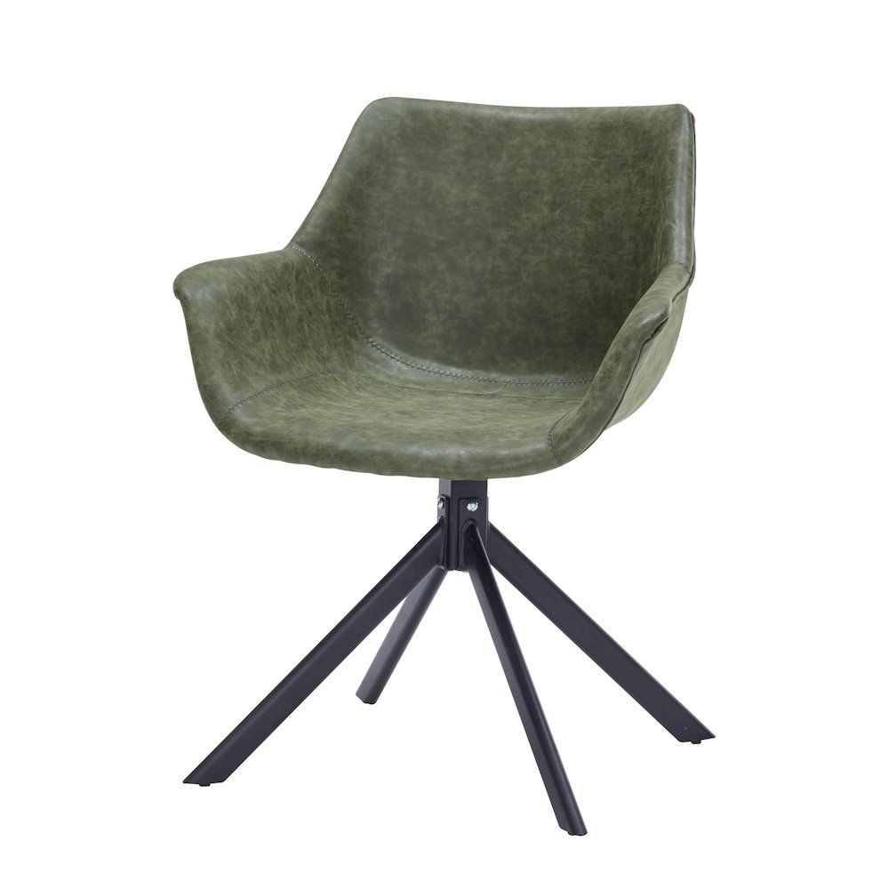Markley Modern Leather Dining Swival Arm Chair in Green. Picture 11