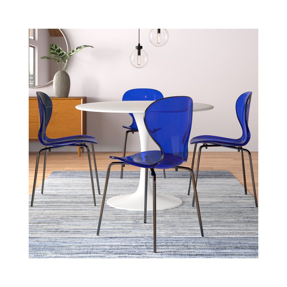 Modern Oyster Transparent Side Chair in Black Base set of 2. Picture 11