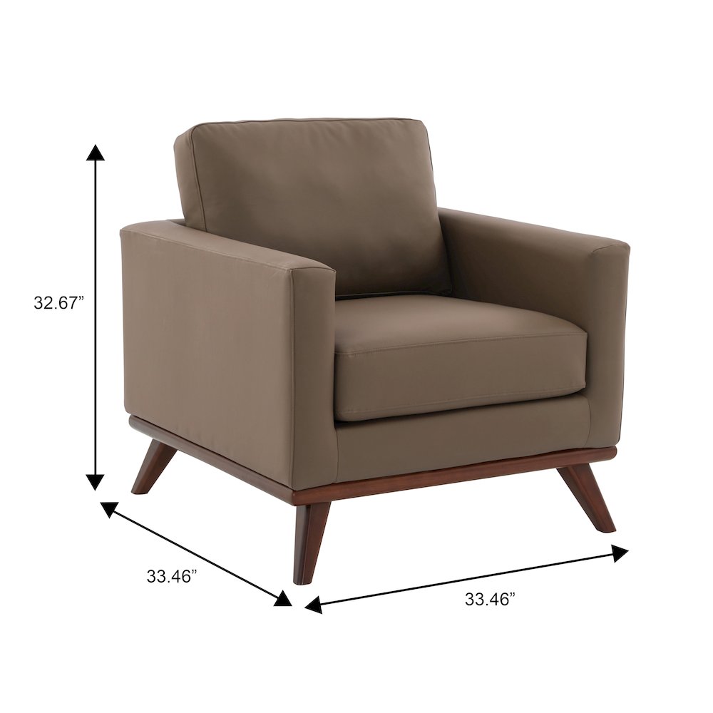 Chester Modern Faux Leather Accent Arm Chair in Taupe Leather. Picture 1