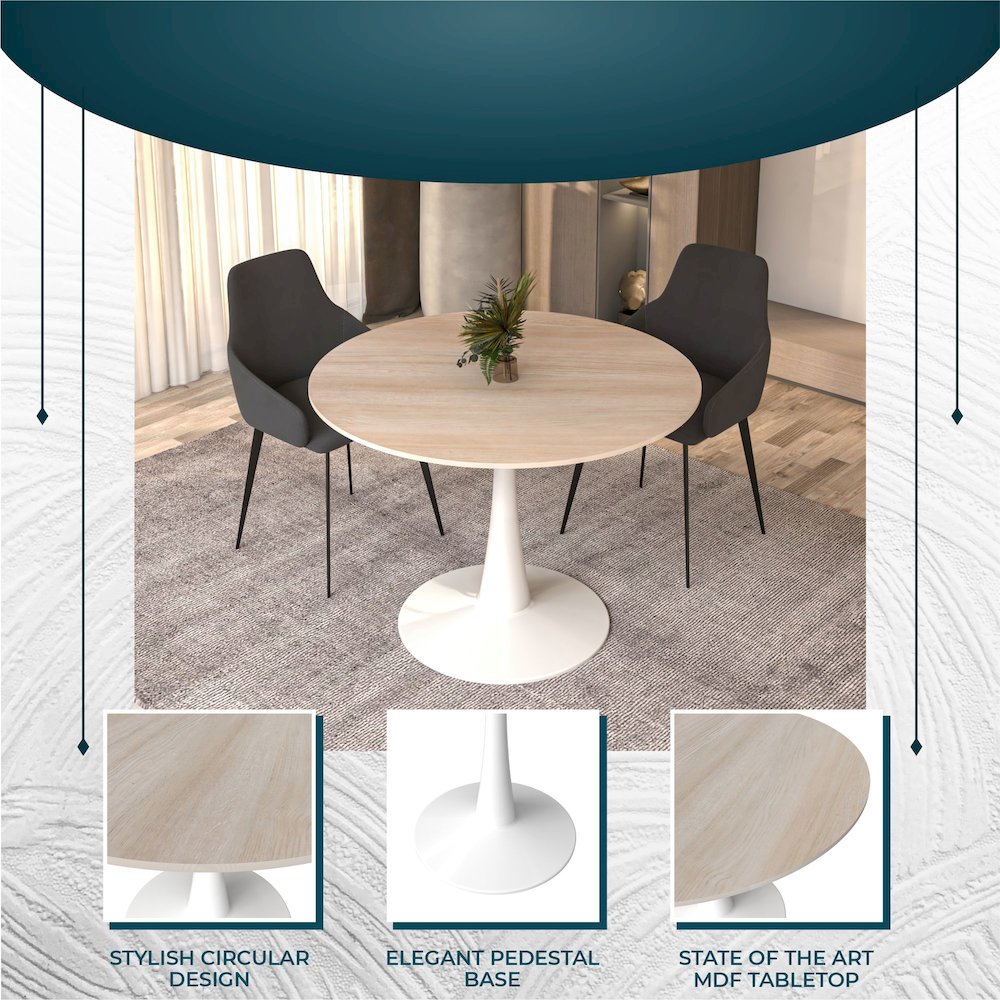 Bristol 40" round dining table White base with marbled MDF top. Picture 23