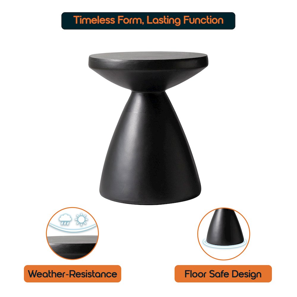 Dune Collection Fiberglass Outdoor Side Table in Black. Picture 10