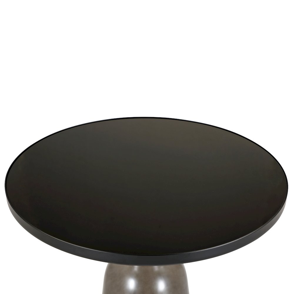 Tully Collection Glass side Table Grey glass, Black Rim with Black Glass top. Picture 17