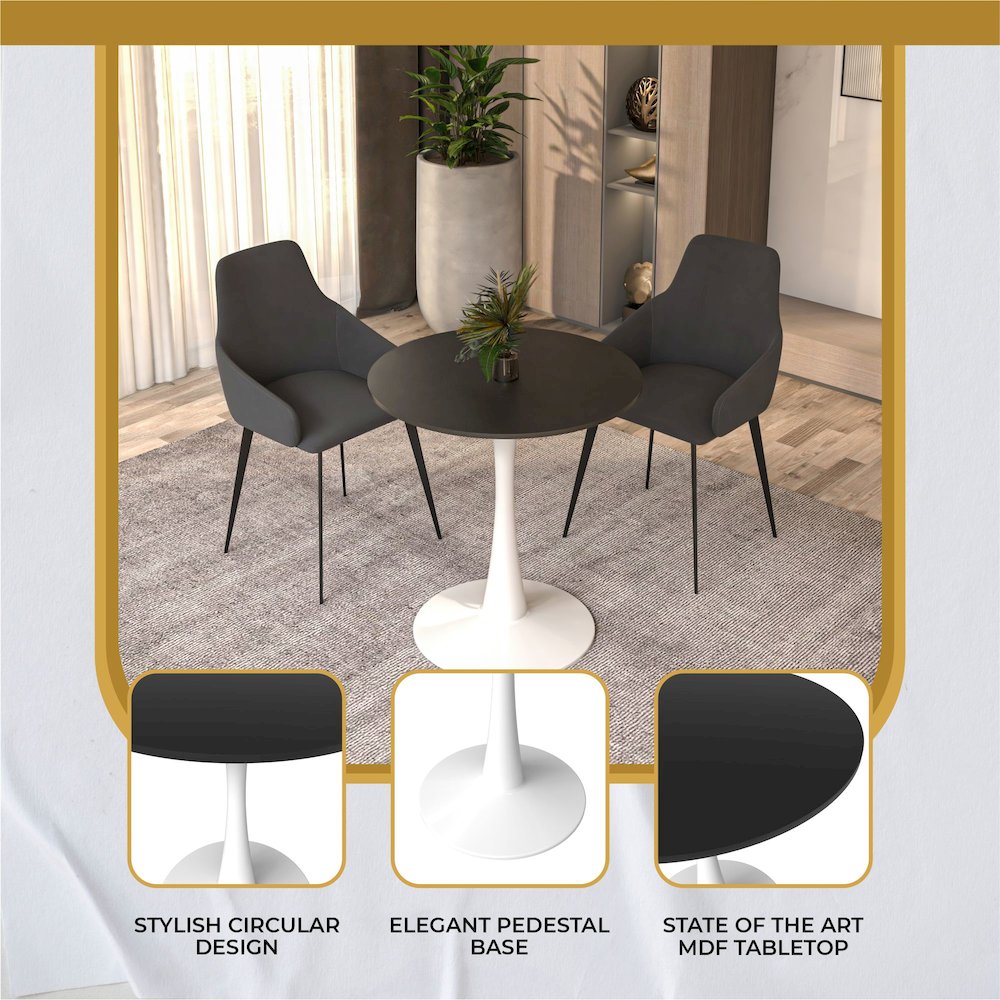 Leisyremod Bristol 24" Round Dining Table White base with White top. Picture 13