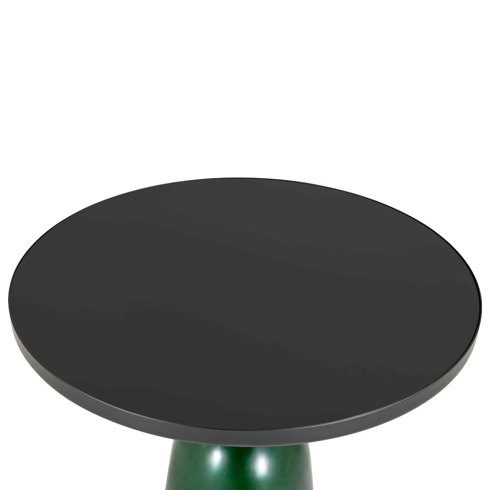 Tully Collection Glass side Table Green glass, Black Rim with Black Glass top. Picture 13