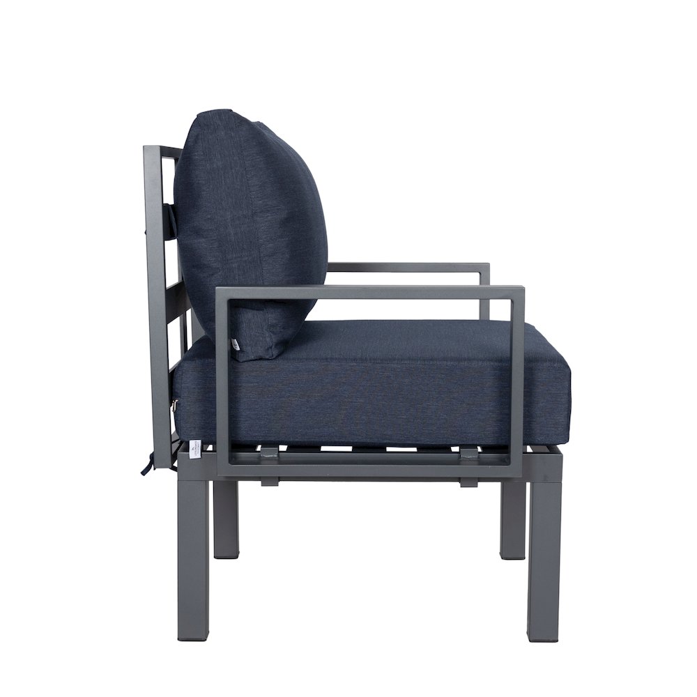 Chelsea 7-Piece Patio Sectional And Fire Pit Table Black Aluminum With Cushions. Picture 19