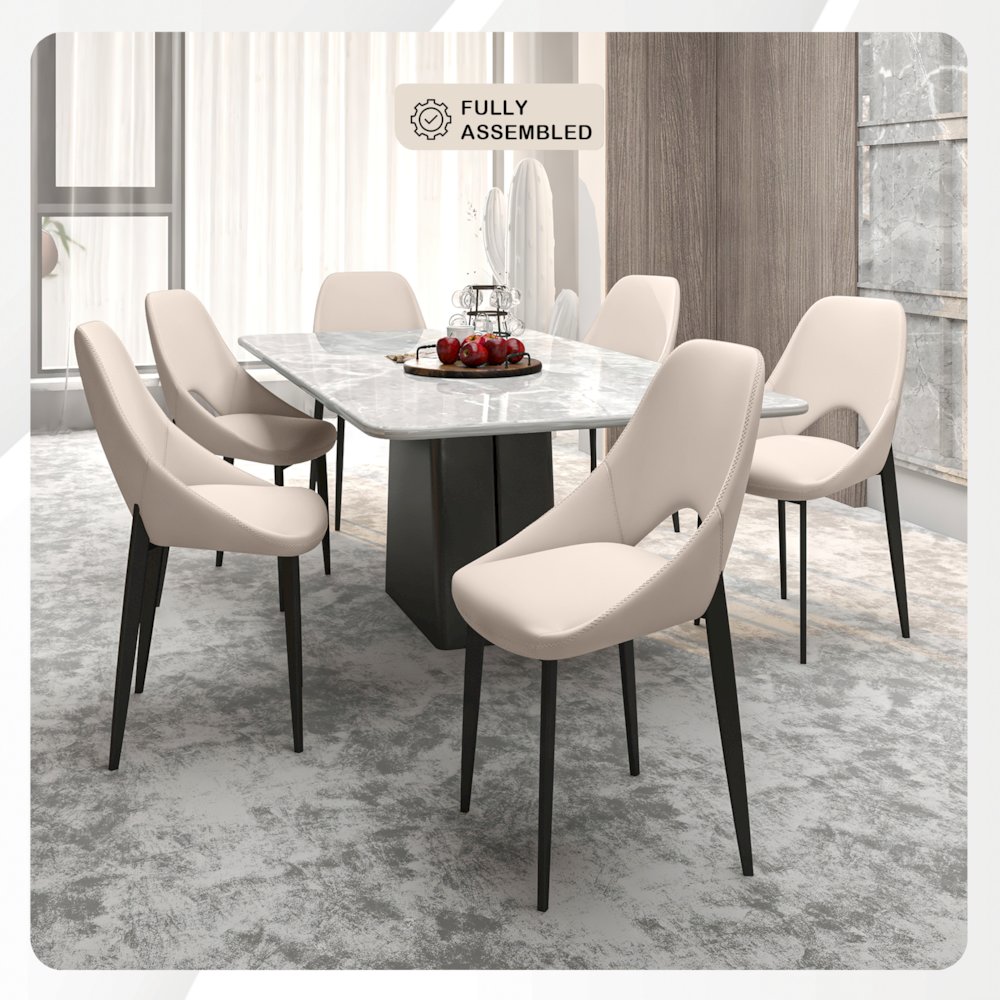 Amalfi Collection Modern Fabric Dining Chair in Coconut White. Picture 20