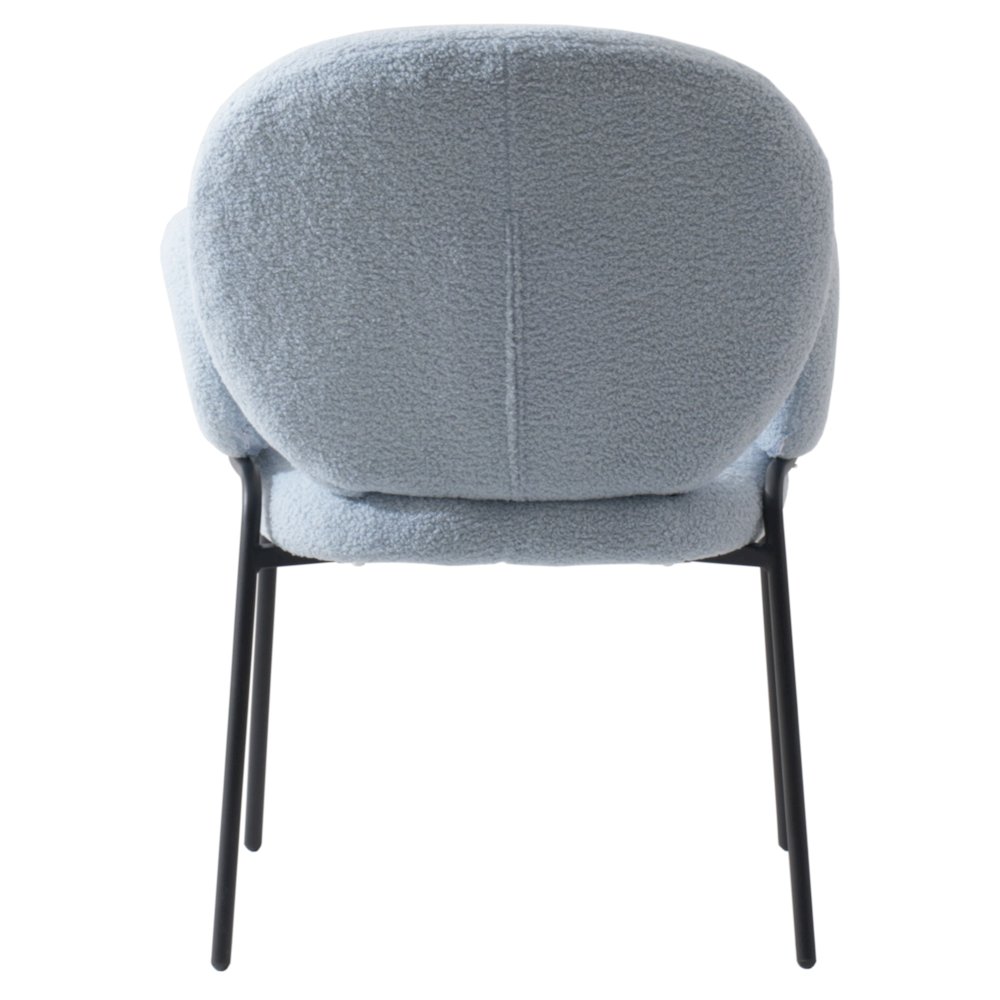 Celestial Series Boucle Dining Arm Chair, Black Frame with Blue Fabric. Picture 5