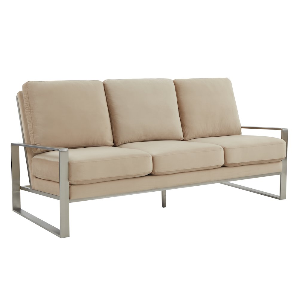 Jefferson Contemporary Modern Design Velvet Sofa With Silver Frame. Picture 1