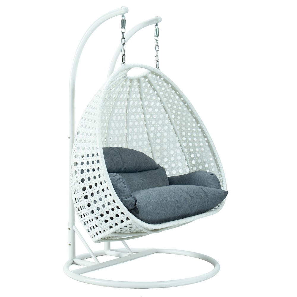 White Wicker Hanging 2 person Egg Swing Chair. Picture 4