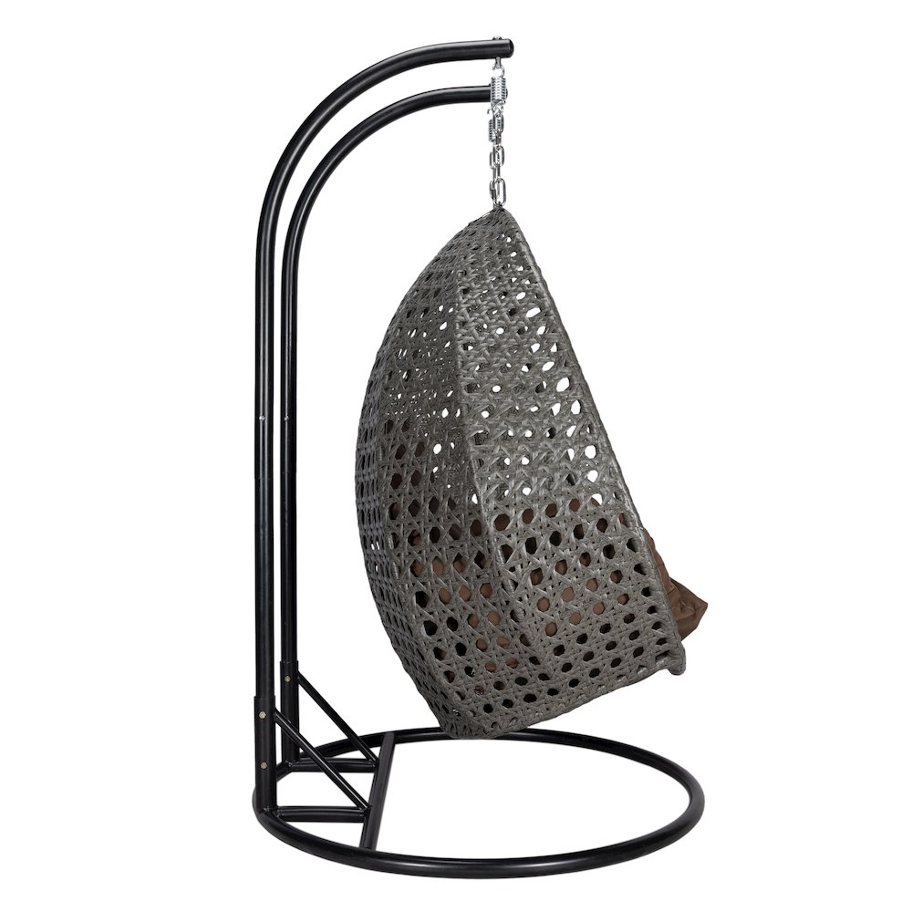 Charcoal Wicker Hanging 2 person Egg Swing Chair. Picture 3