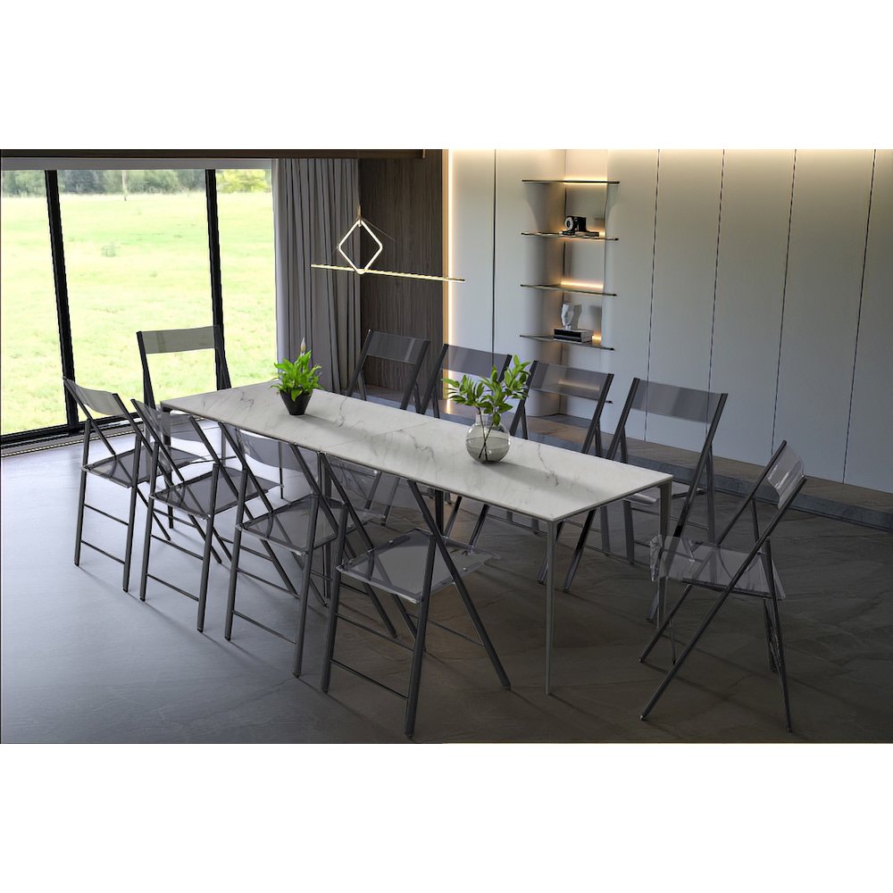 Menno Modern Acrylic Folding Chair Black Frame With Trans Black Seat Set of 2. Picture 2