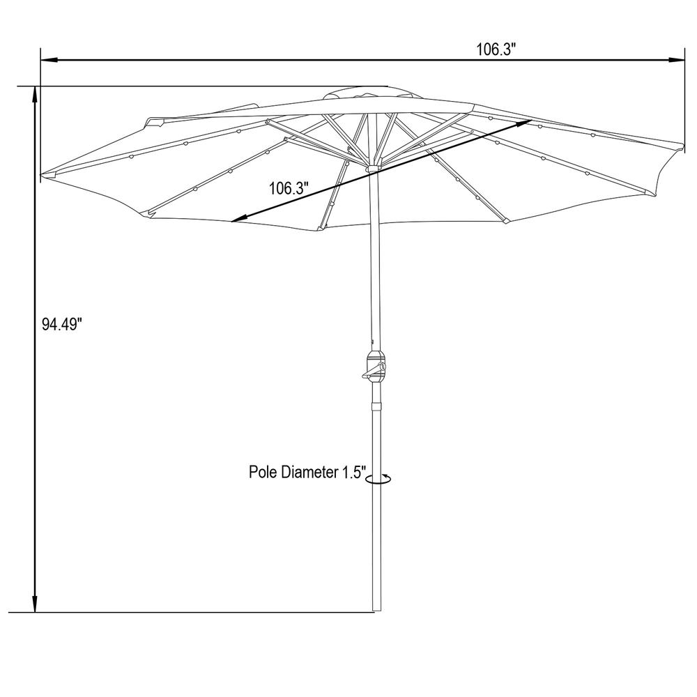 Sierra 9' Outdoor Patio Tilt Market Umbrella with Solar LED Lights. Picture 9