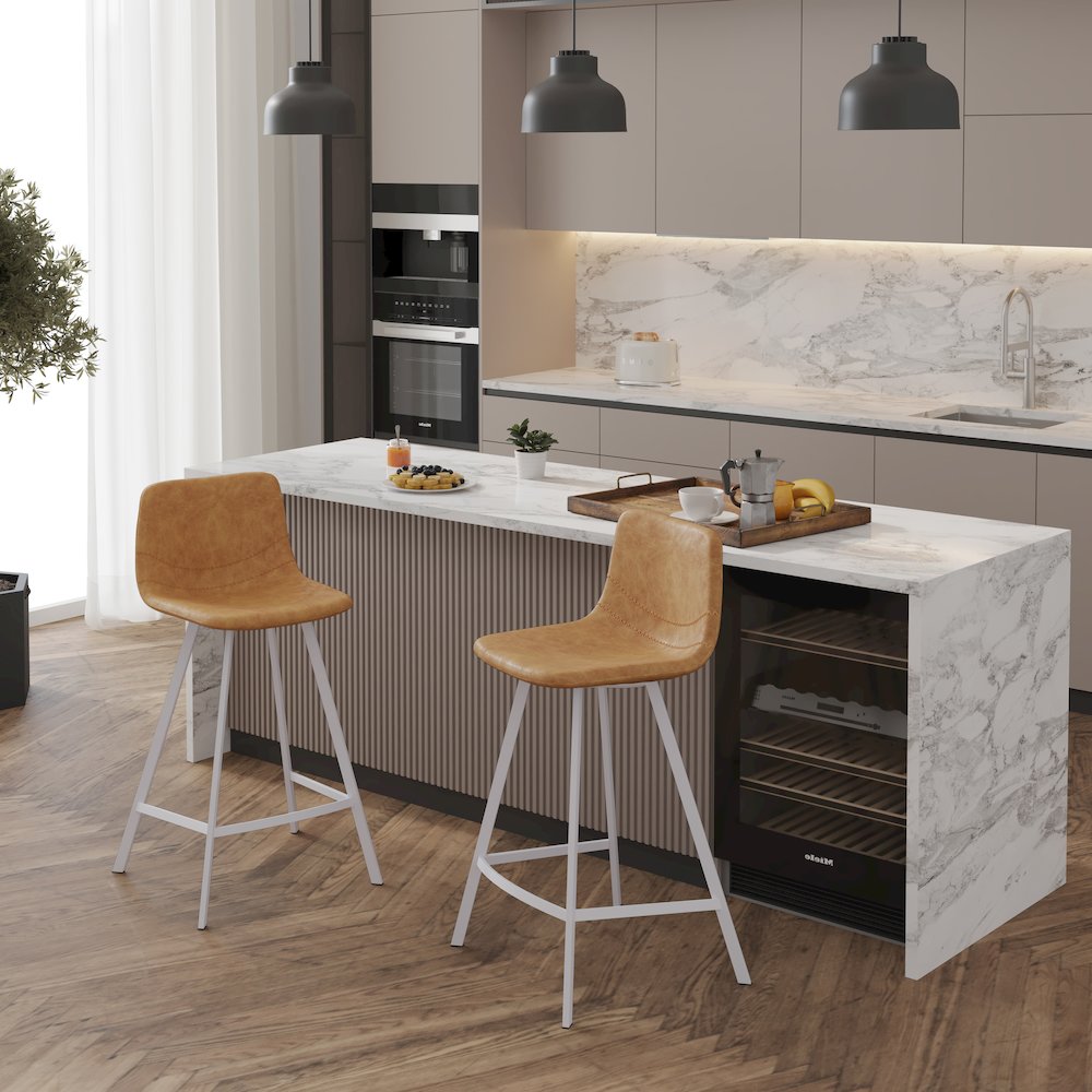 Elland - Counter stool -Light Brown-White base. Picture 13