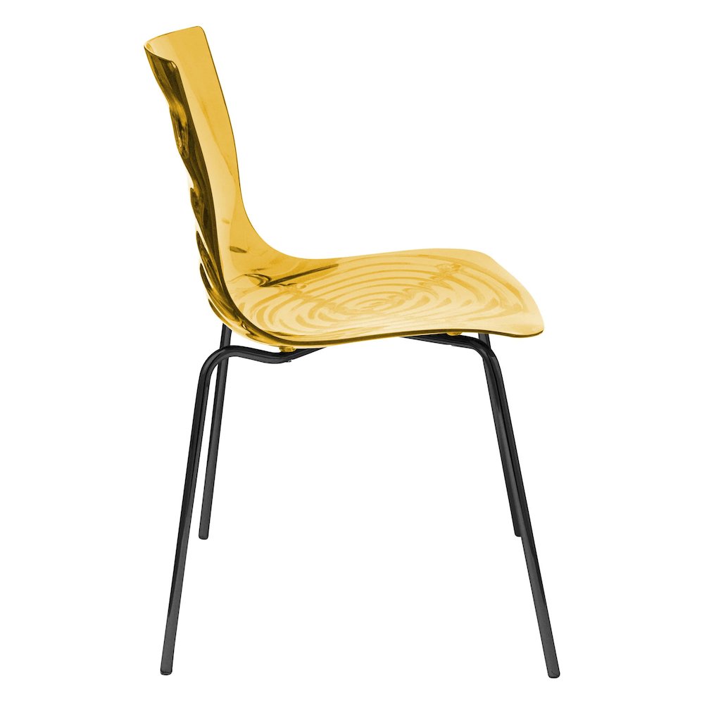 Astor Water Ripple Design Dining Chair in Black Base Orange Seat. Picture 19