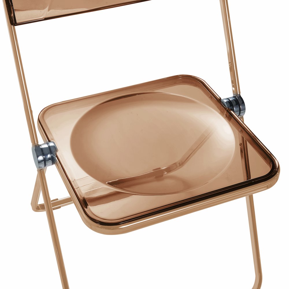 Lawrence Acrylic Folding Chair With Gold Metal Frame, Set of 2. Picture 13