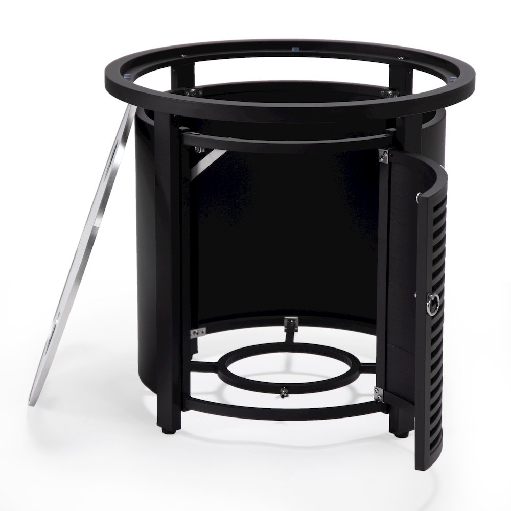 Walbrooke Black Patio Round Tank Holder with Slats Design in Black. Picture 4