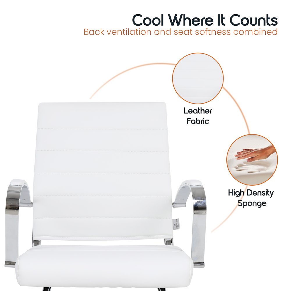 Benmar Home Leather Guest Office Chair in White. Picture 20