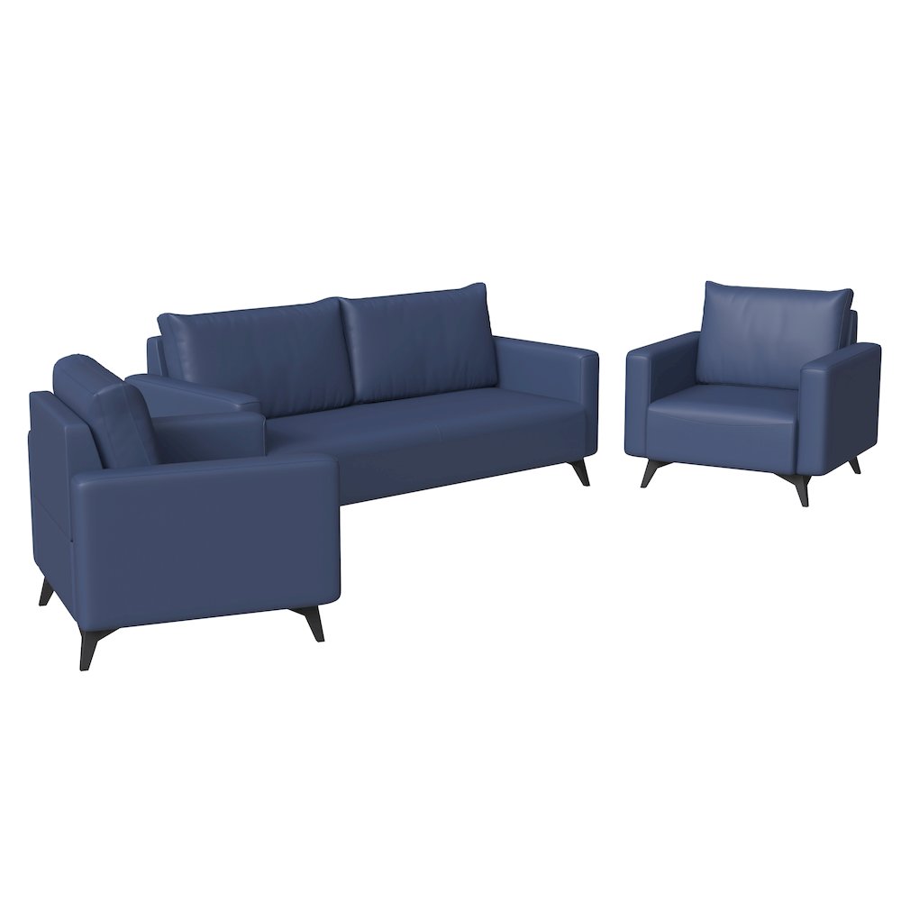 Inno Collection Sofa Set, 2 Single Seaters, and 3 seater In Dark Blue. Picture 1