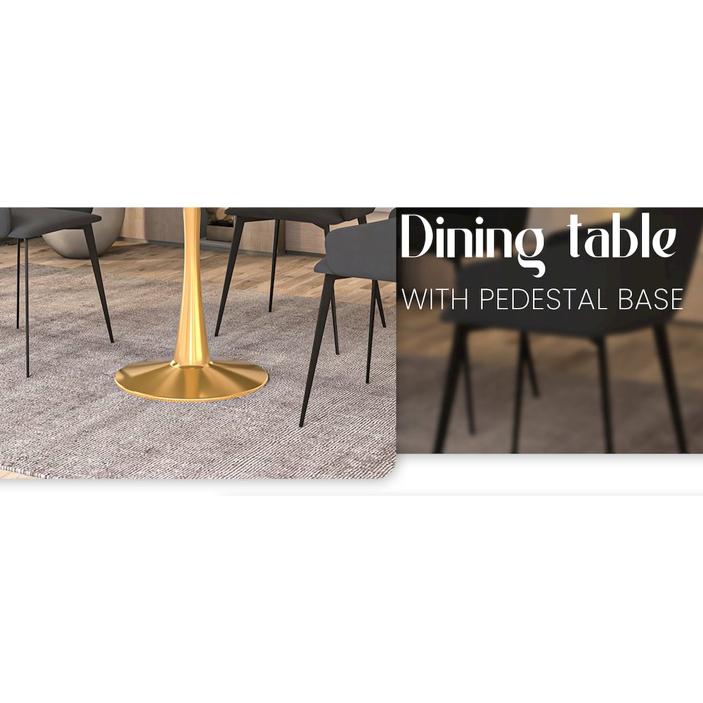 Bristol 31" round dining table Gold base with White Sintered stone Top. Picture 11
