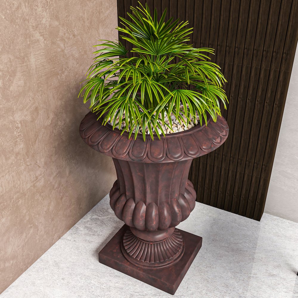 Lotus Series Poly Stone Planter in Brown, 20 Dia, 28 High. Picture 11