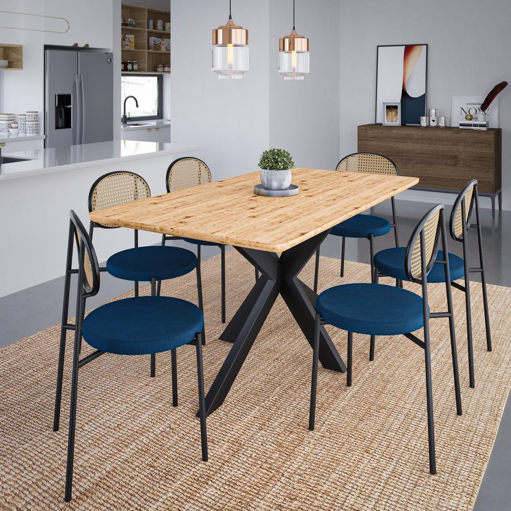 Ravenna 63" Rectangular Wood Dining Table With Modern Metal Base. Picture 1