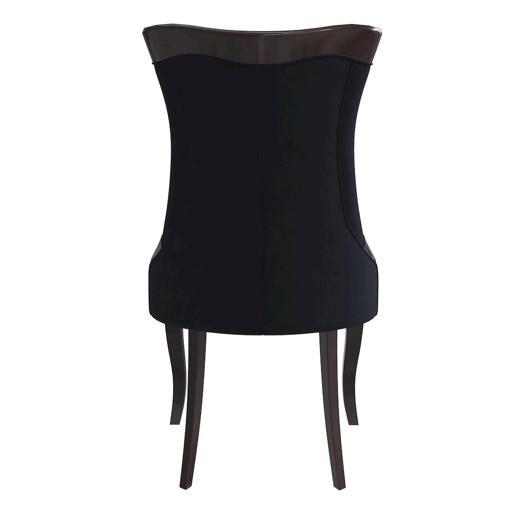 Novara Collection Modern Wooden Dining Chair in Black Velvet Set of 2. Picture 8
