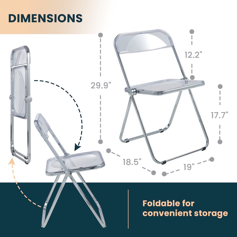 Lawrence Acrylic Folding Chair With Metal Frame. Picture 9