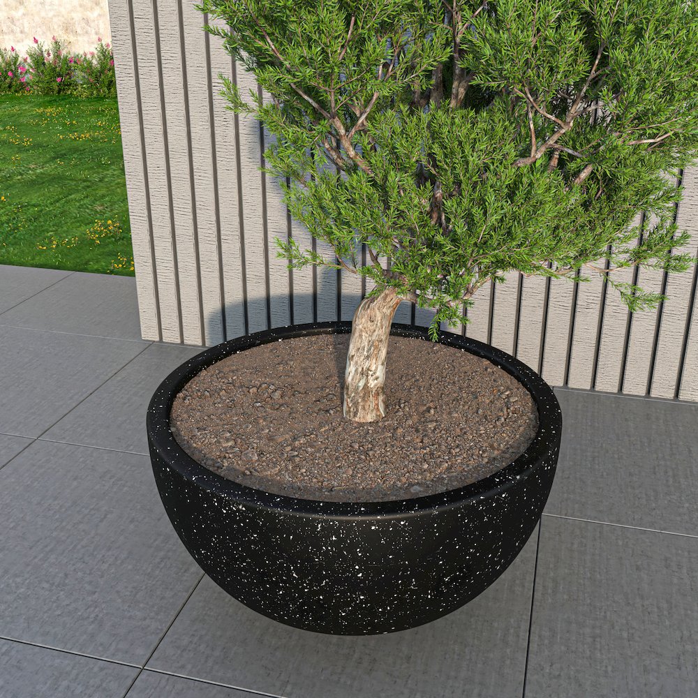 Iris Fiberstone Planter in Black 12 Dia. Picture 4