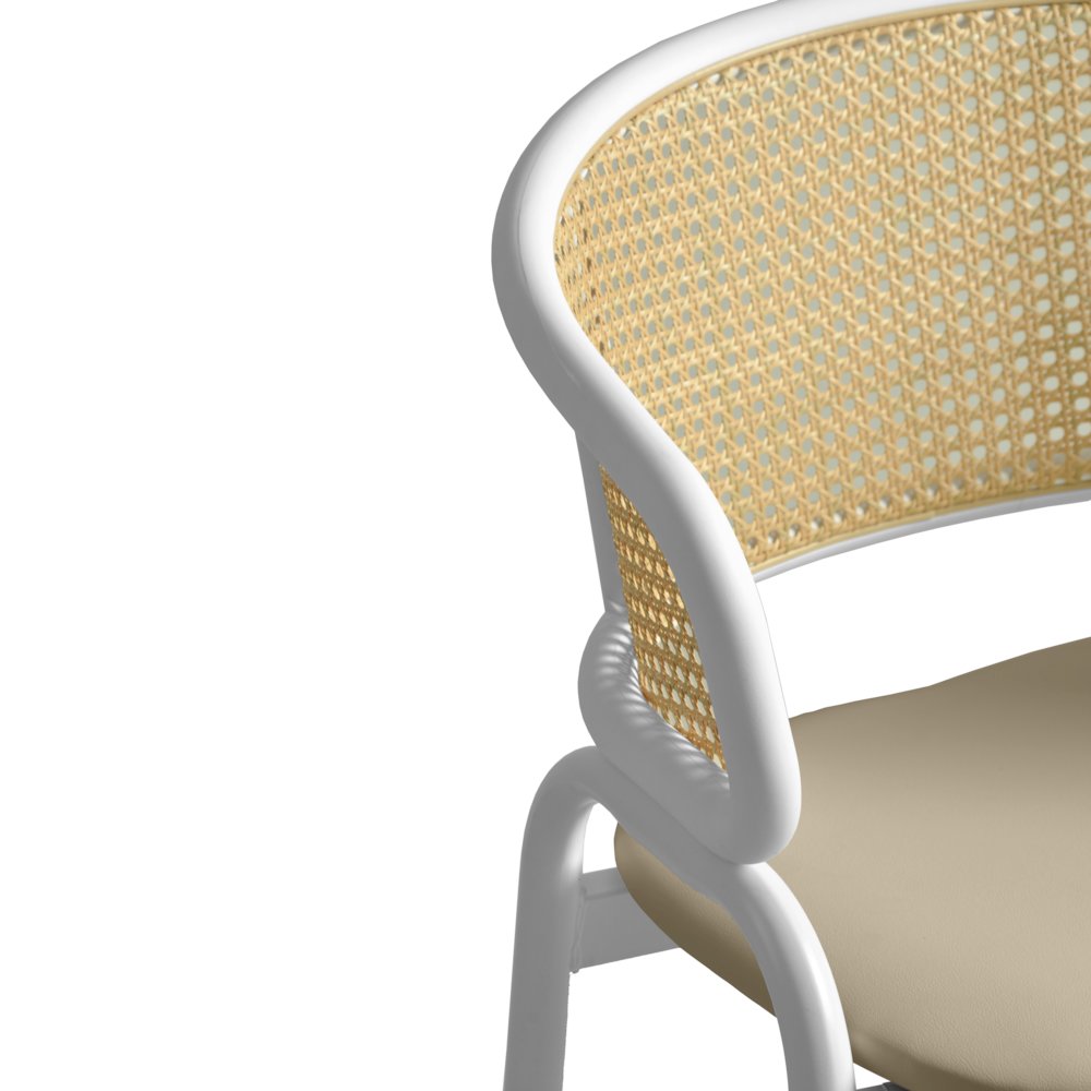 Ervilla - Dining Chair - White frame in Taupe Leather. Picture 22