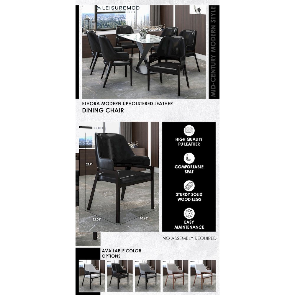 Ethora Collection Modern Wooden Dining Chair in Black. Picture 12