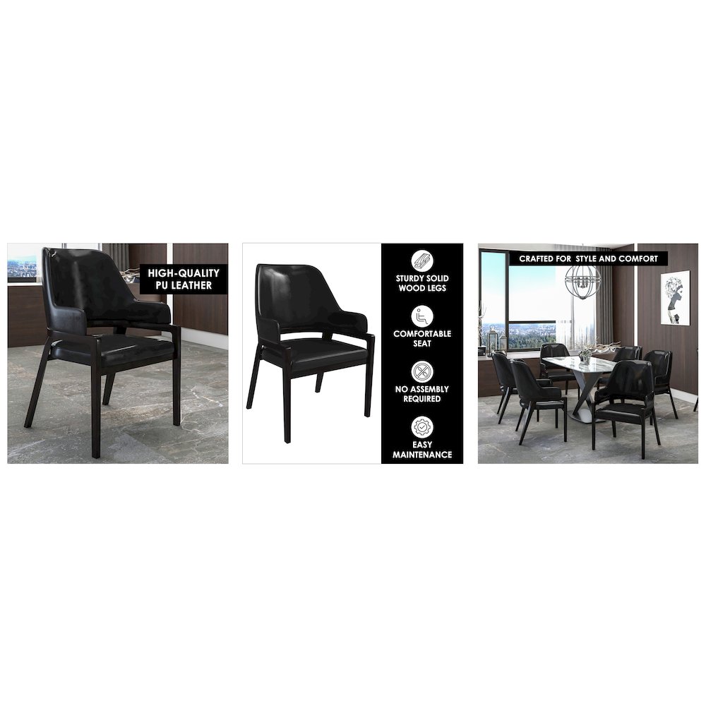 Ethora Collection Modern Wooden Dining Chair in Black. Picture 19