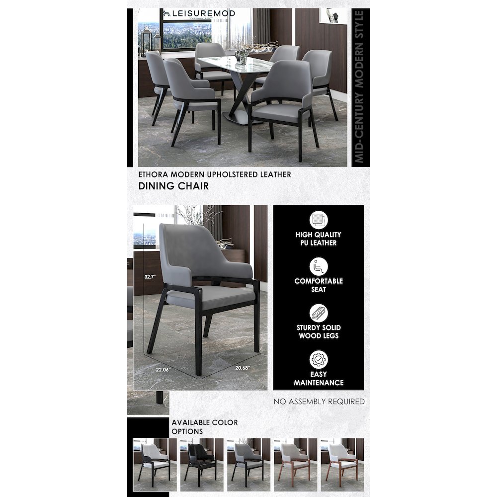 Ethora Collection Modern Wooden Dining Chair in Grey. Picture 12