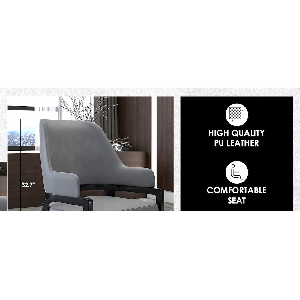 Ethora Collection Modern Wooden Dining Chair in Grey. Picture 16