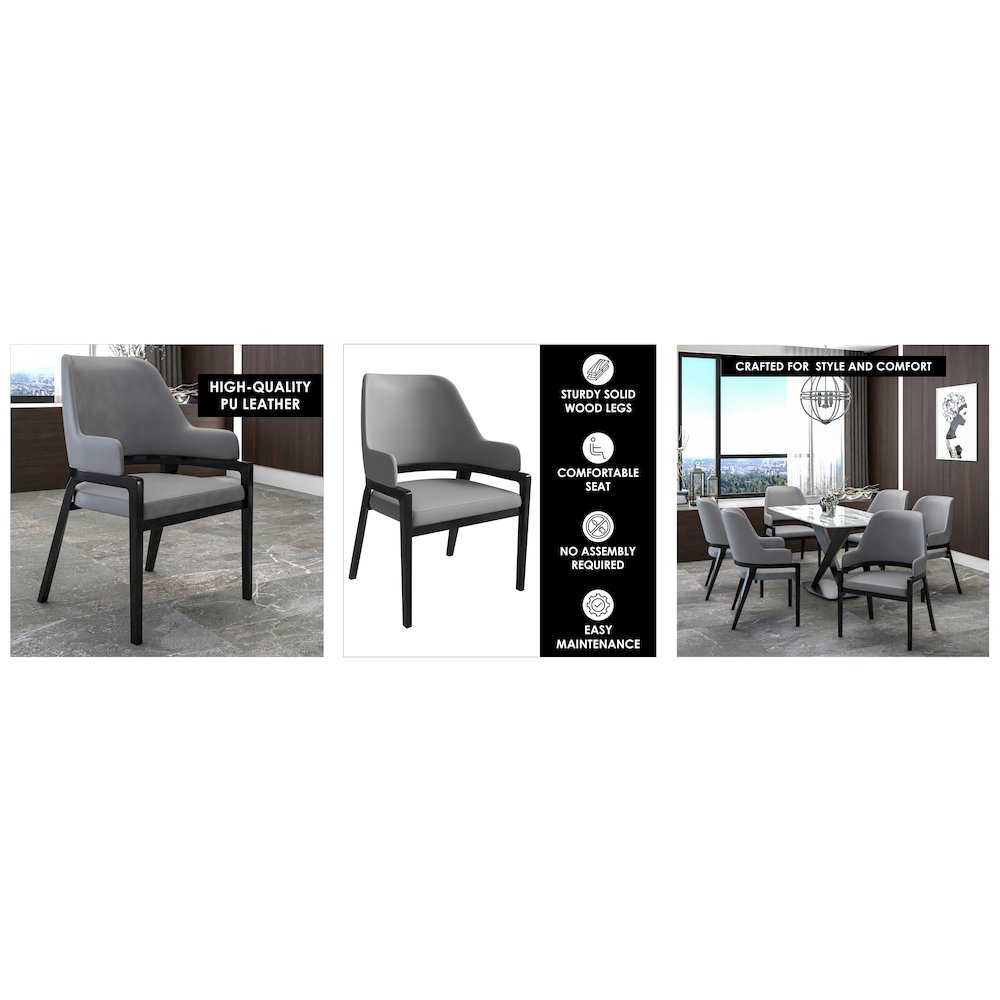 Ethora Collection Modern Wooden Dining Chair in Grey. Picture 19