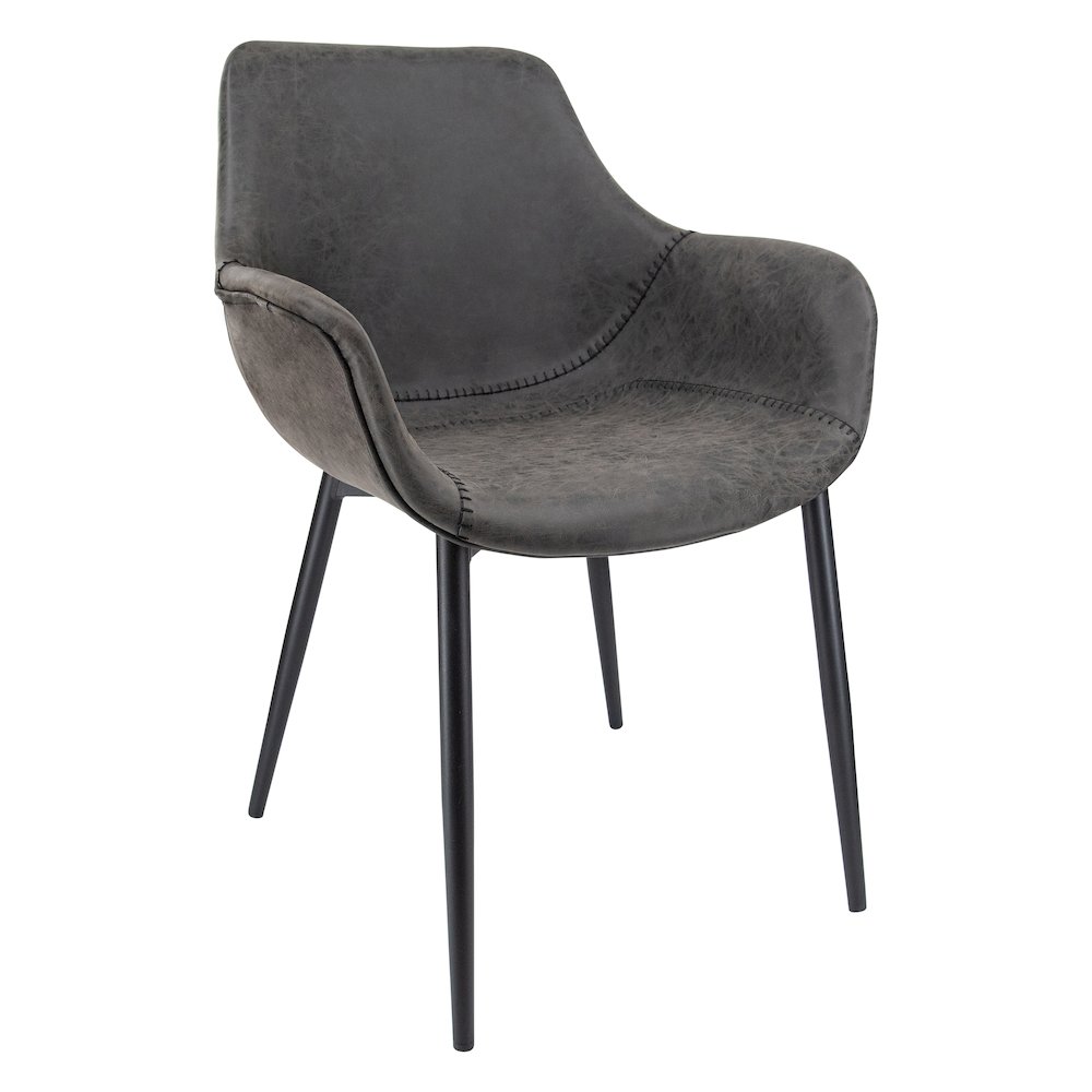 Markley Modern Leather Dining Arm Chair With Metal Legs. Picture 28