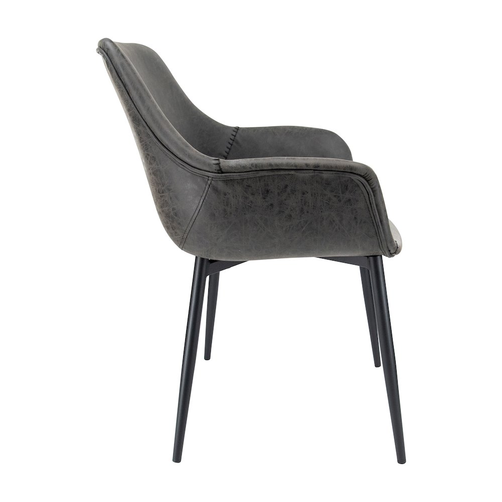 Markley Modern Leather Dining Arm Chair With Metal Legs. Picture 23