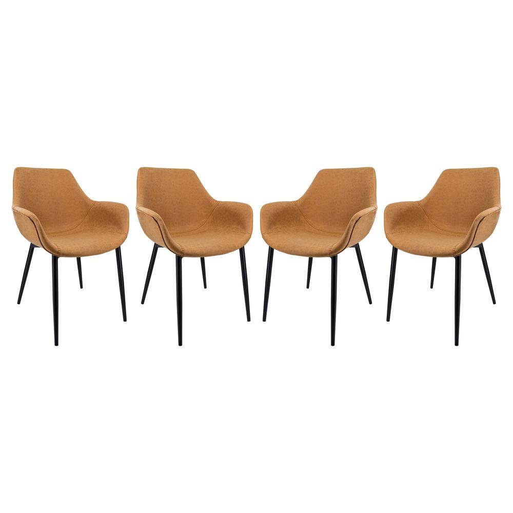 Markley Modern Leather Dining Arm Chair With Metal Legs Set of 4. Picture 1