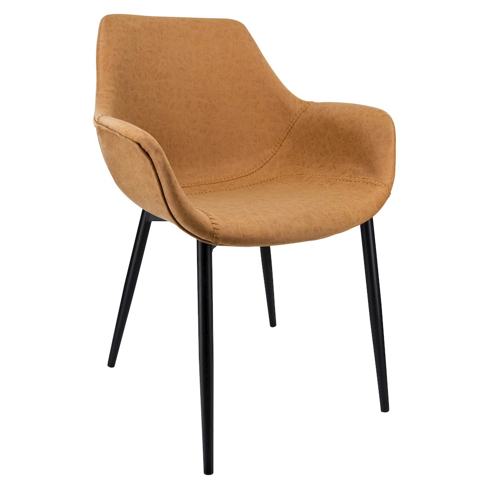 Markley Modern Leather Dining Arm Chair With Metal Legs. Picture 22