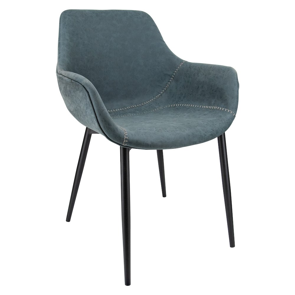 Markley Modern Leather Dining Arm Chair With Metal Legs. Picture 22