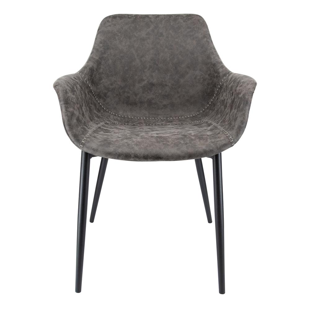 Markley Modern Leather Dining Arm Chair With Metal Legs Set of 2. Picture 2