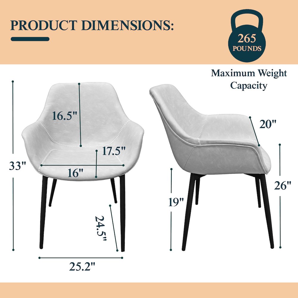Markley Modern Leather Dining Arm Chair With Metal Legs. Picture 39