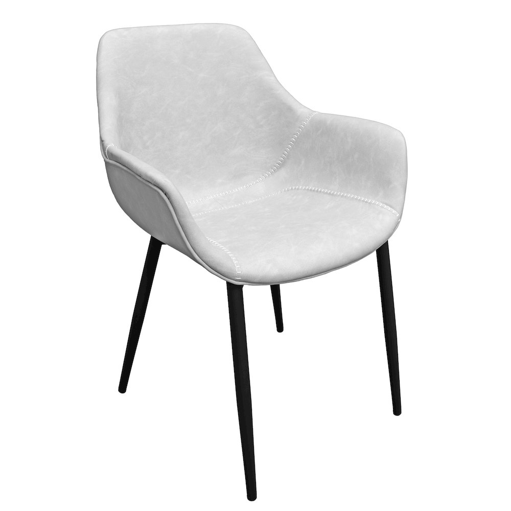 Markley Modern Leather Dining Arm Chair With Metal Legs. Picture 1