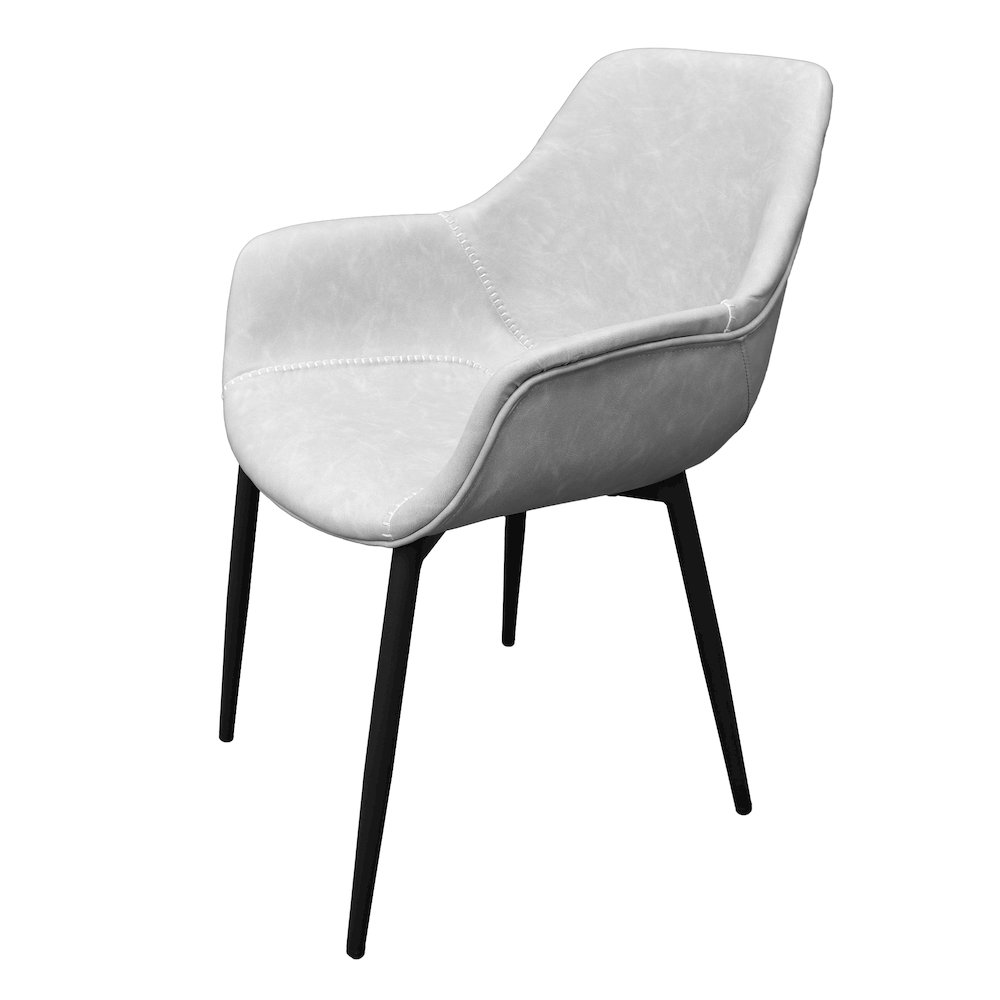 Markley Modern Leather Dining Arm Chair With Metal Legs. Picture 24