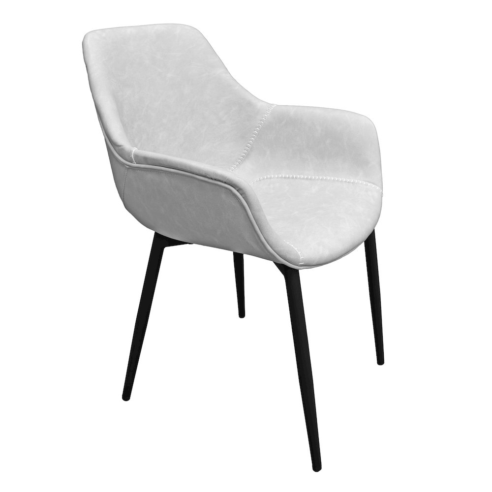 Markley Modern Leather Dining Arm Chair With Metal Legs. Picture 31