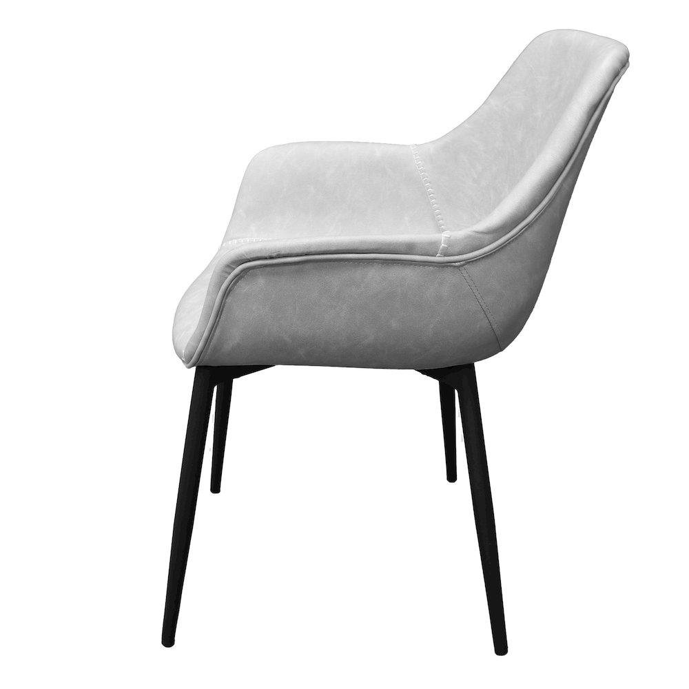 Markley Modern Leather Dining Arm Chair With Metal Legs. Picture 25