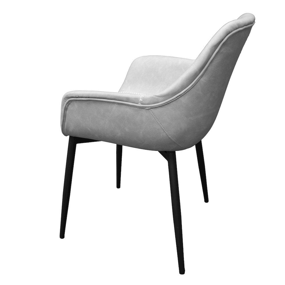 Markley Modern Leather Dining Arm Chair With Metal Legs. Picture 26